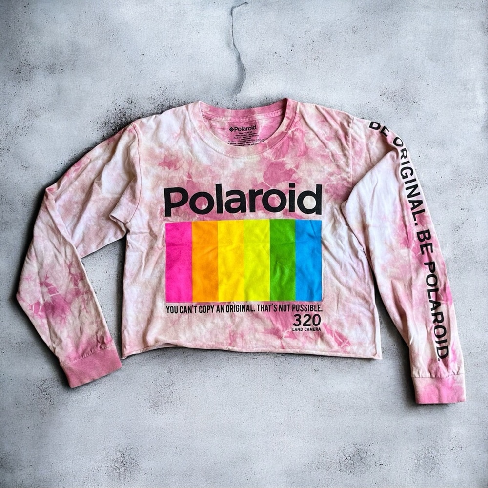 Polaroid Tie-Dye Long Sleeve Cropped Shirt